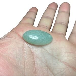 Loose Untreated Green Blue Aquamarine Oval Cab 16x32mm 32.7 Carats Flat Back